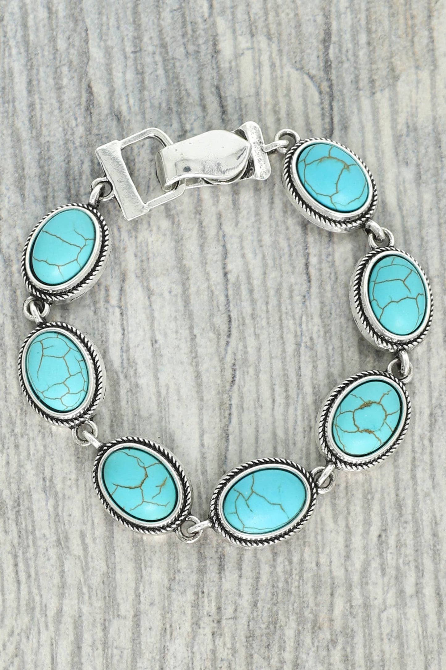 Western Turquoise Oval Concho Link Bracelet