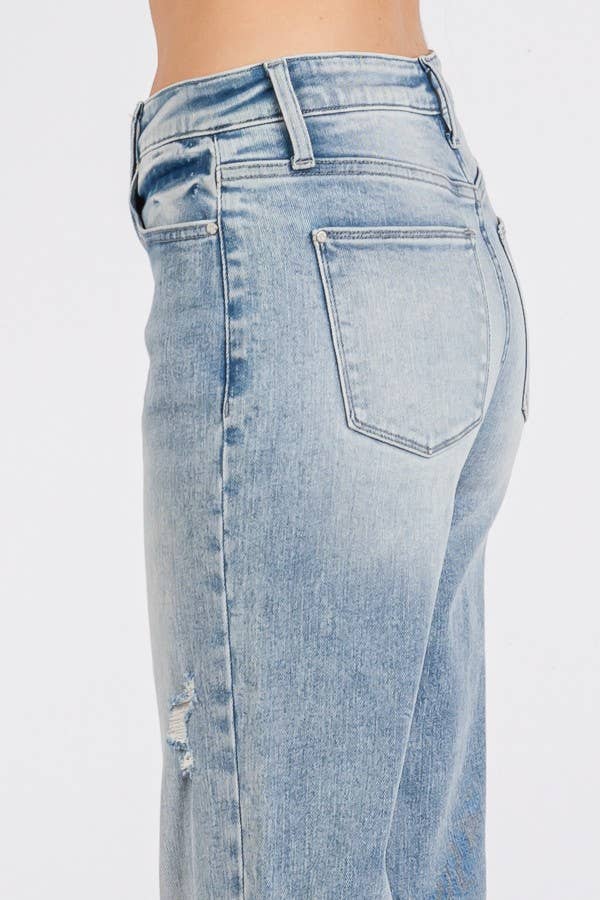 P1370F-LA HIGH RISE SUPER STRETCH WIDE FLARE W/ CUFFED HEM: 3/25