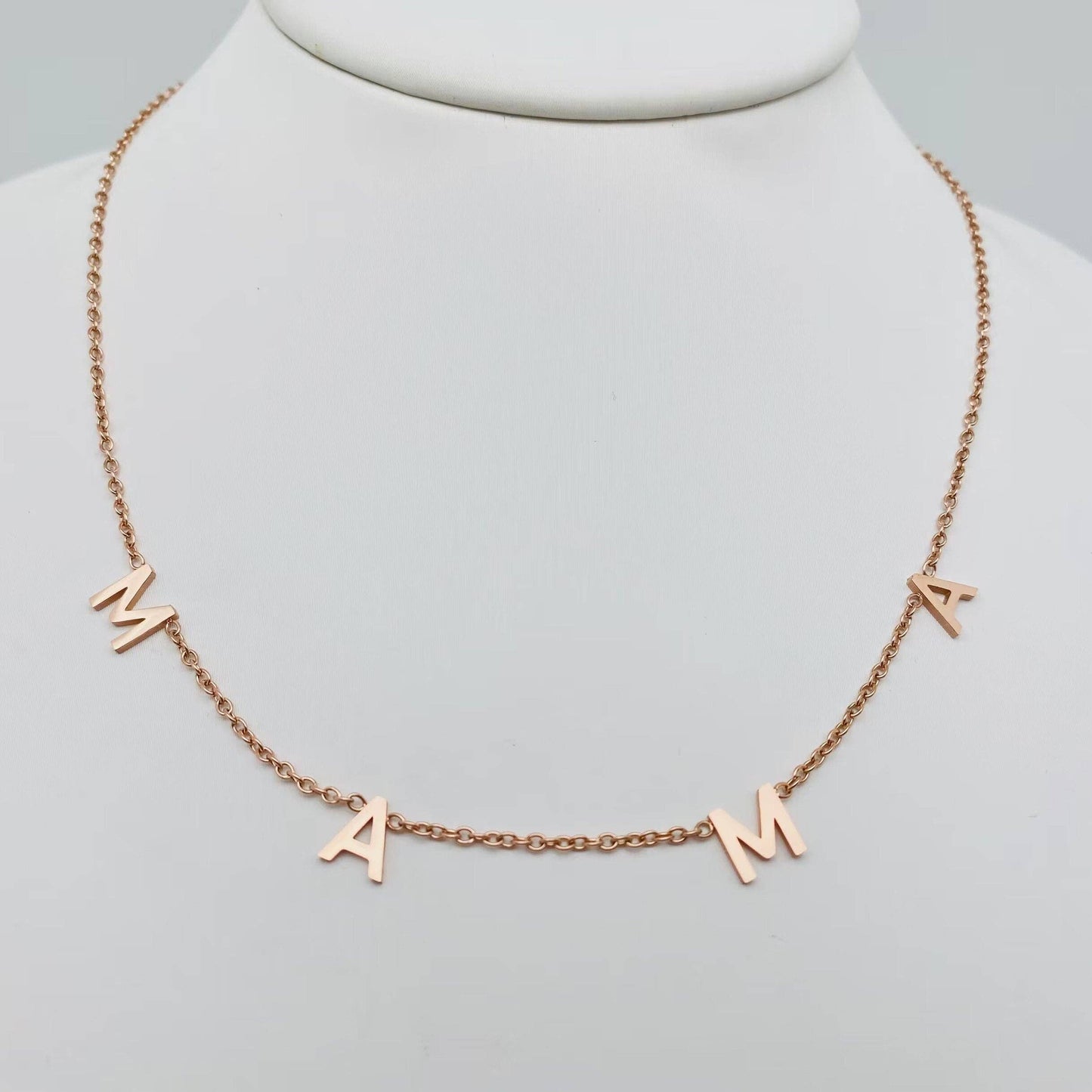 MAMA Stainless Steel Chain Necklace: Rose Gold