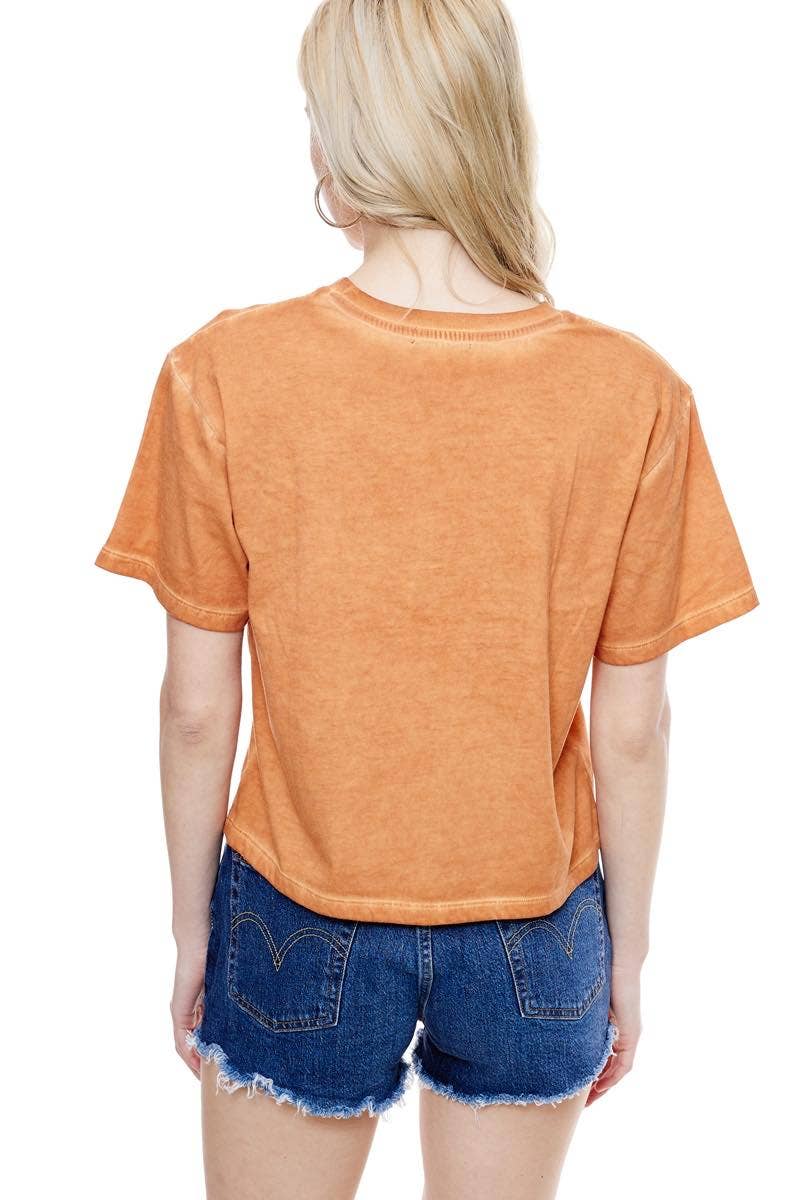 Wild West Cowboys Club Graphic S/S Lunar Dye Faux Crop: L / ORANGE