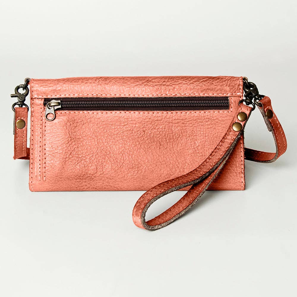 Studded Genuine Leather Wallet with strap