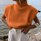 Turtleneck knit vest short sweater vest: White