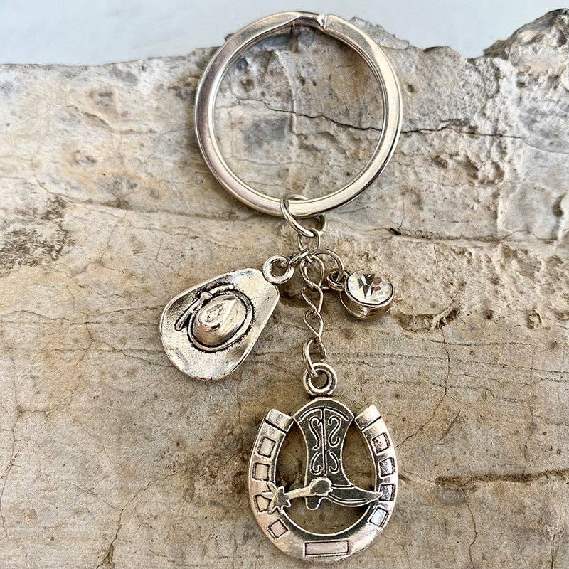 Western Style Cow Head Pendant Key Ring Creative Keychain-WJ: 2