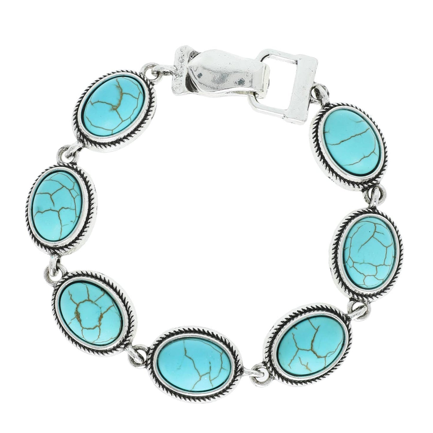 Western Turquoise Oval Concho Link Bracelet