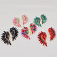 Colored Rhinestone Wing-shaped Earrings Bohemian Style: Black