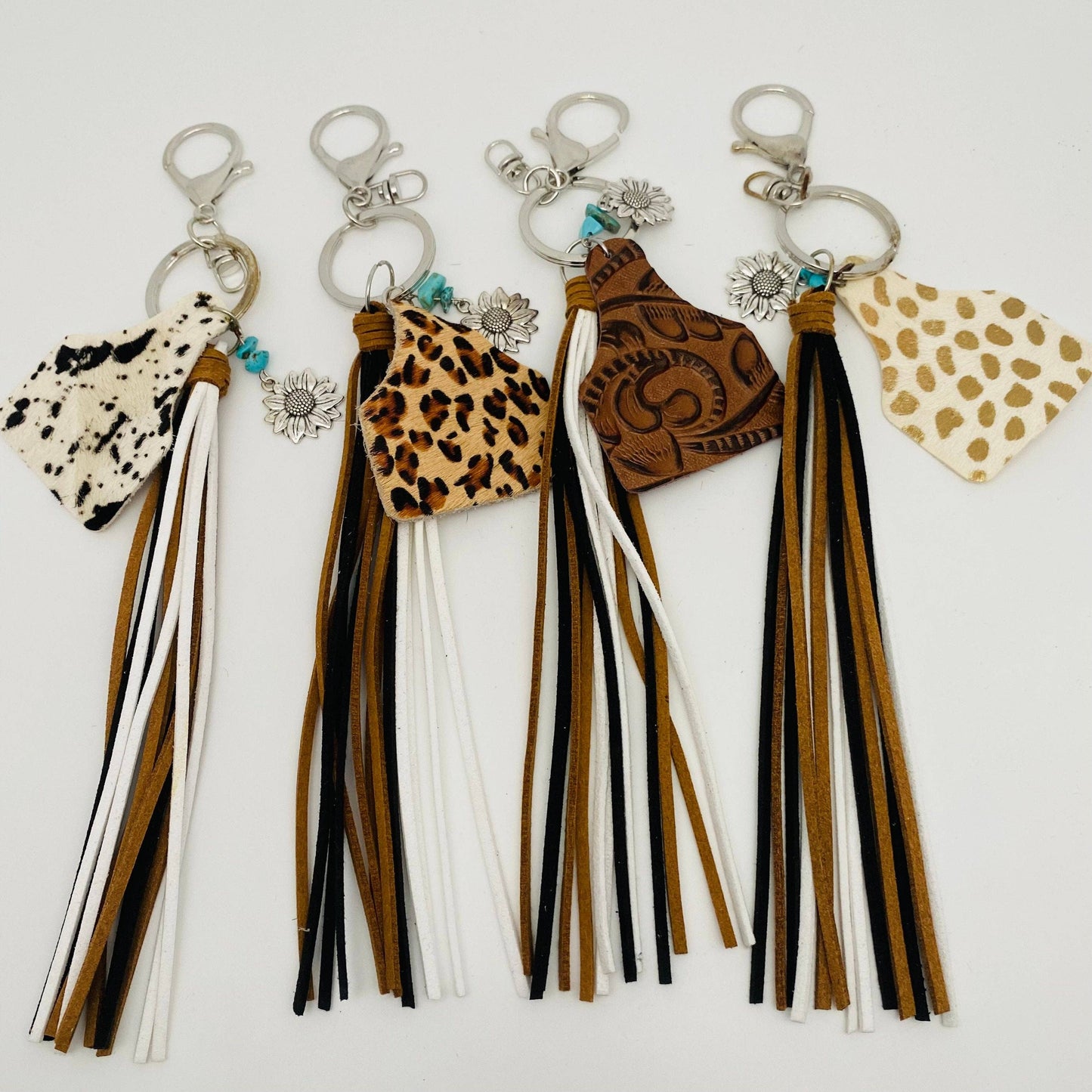 Western Style Geometric Cowhide Keychain: 1