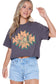 Rustic Desert Night Graphic S/S Faux Cropped Tee: M / BLACK