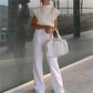 Turtleneck knit vest short sweater vest: White