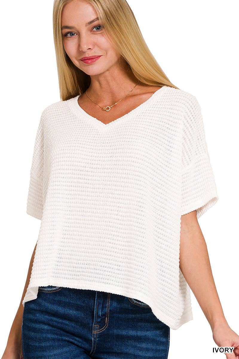 Drop Shoulder V Neck Top