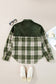 Colorblock Plaid Snap Buttons Shacket: Blackish Green / M