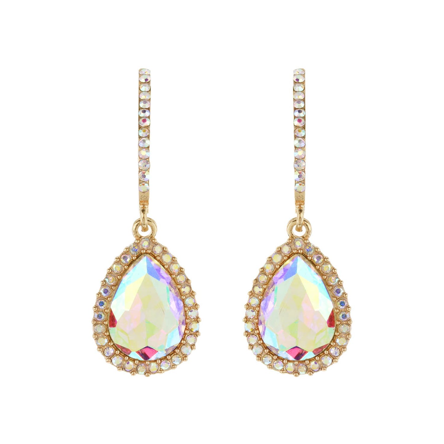 Rhinestone Teardrop Crystal Drop Dangle Earrings: Iridescent