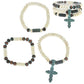 Western Cross Charm 2 Tone Beaded 3 Pack Bracelet Set: Rust Green White