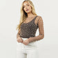 Sparkle Pearl Studded Sheer Mesh See Through Top (Black)