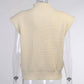 Turtleneck knit vest short sweater vest: Brown