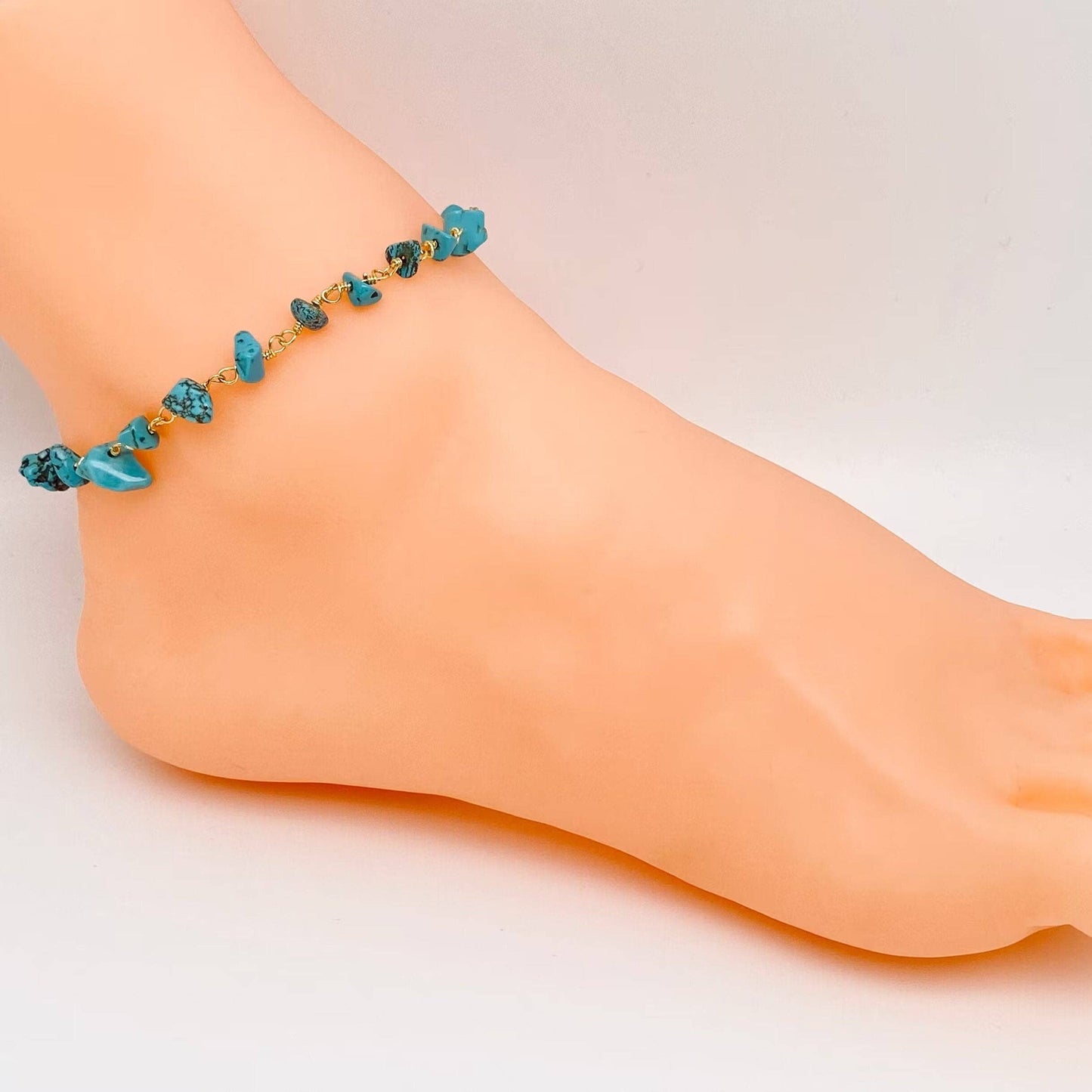 Turquoise Irregular Gravel Anklet