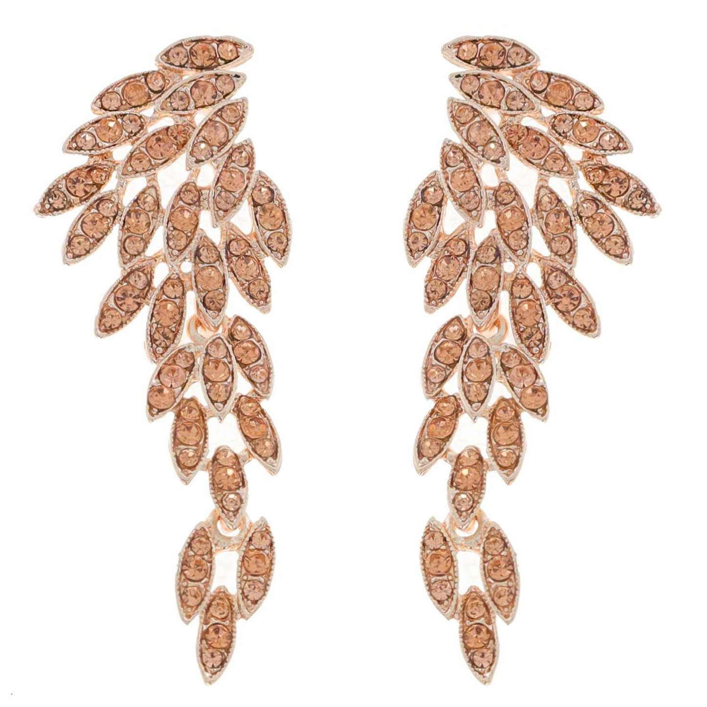 Wing Shaped Long Drop Crystal Cluster Earrings : Iridescent