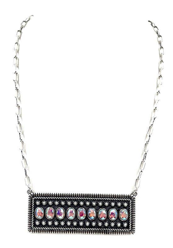 Western Stone Bubble Metal Plate Necklace: AURORA