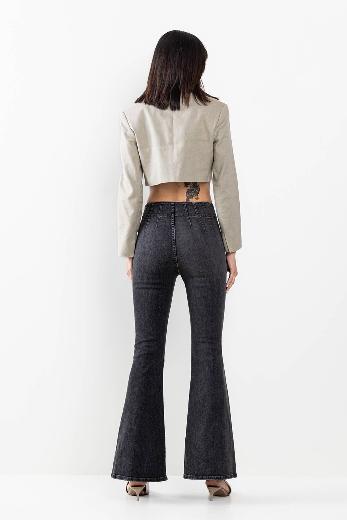 HIGH RISE FLARE JEANS IN GREY SP-P12295GR: 29