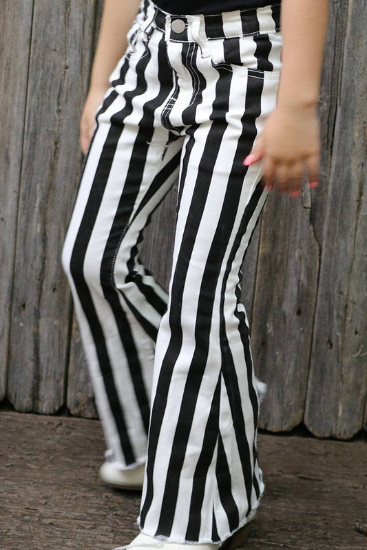 BLACK & WHITE DENIM STRIPE PANTS. PNG65133001-LOI: 3XL