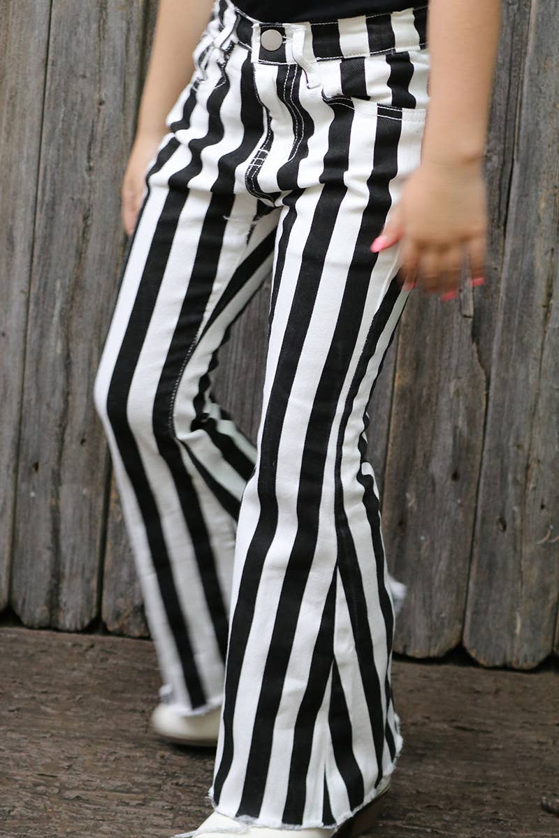 BLACK & WHITE DENIM STRIPE PANTS.  XS