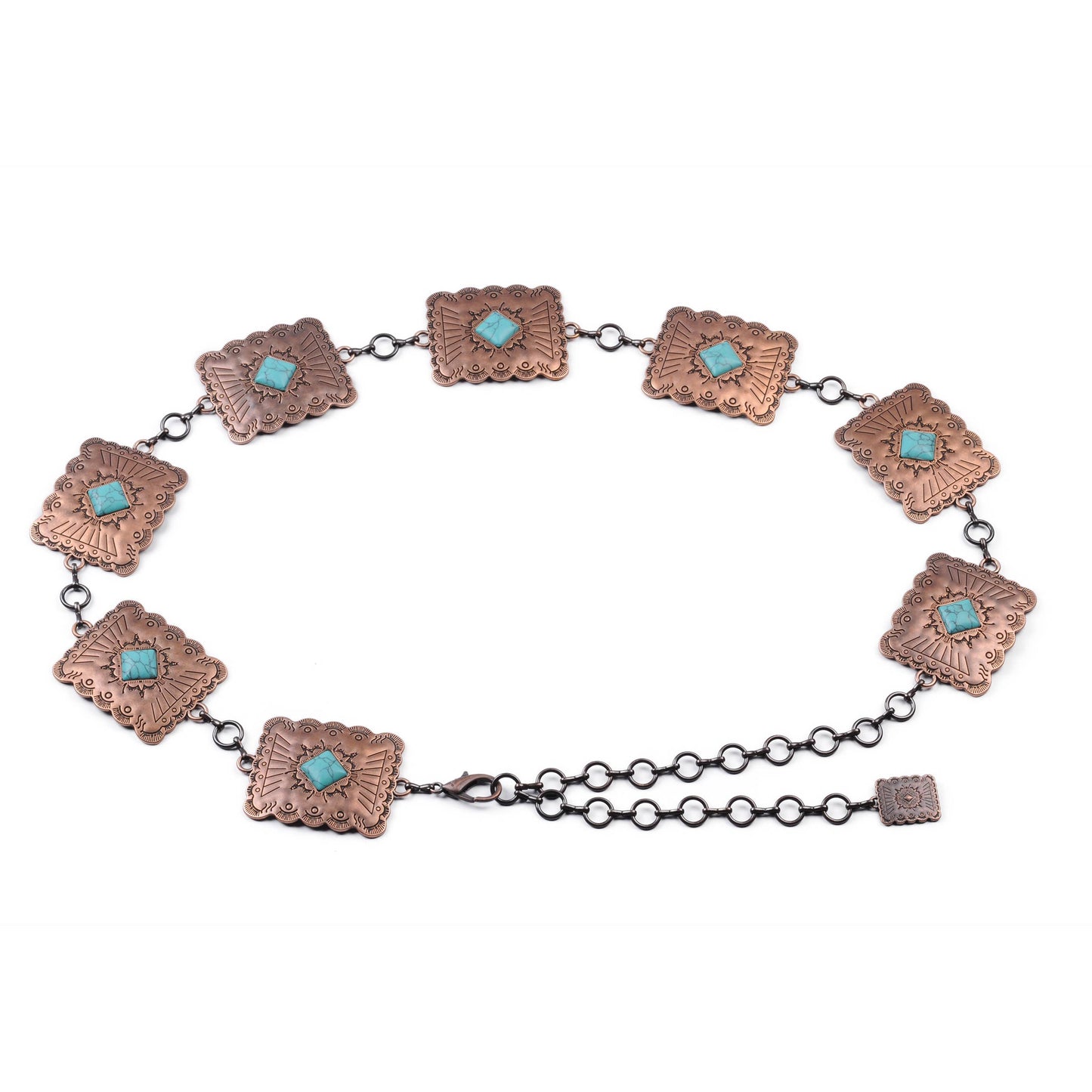 Turquoise Square Concho Chain Belt