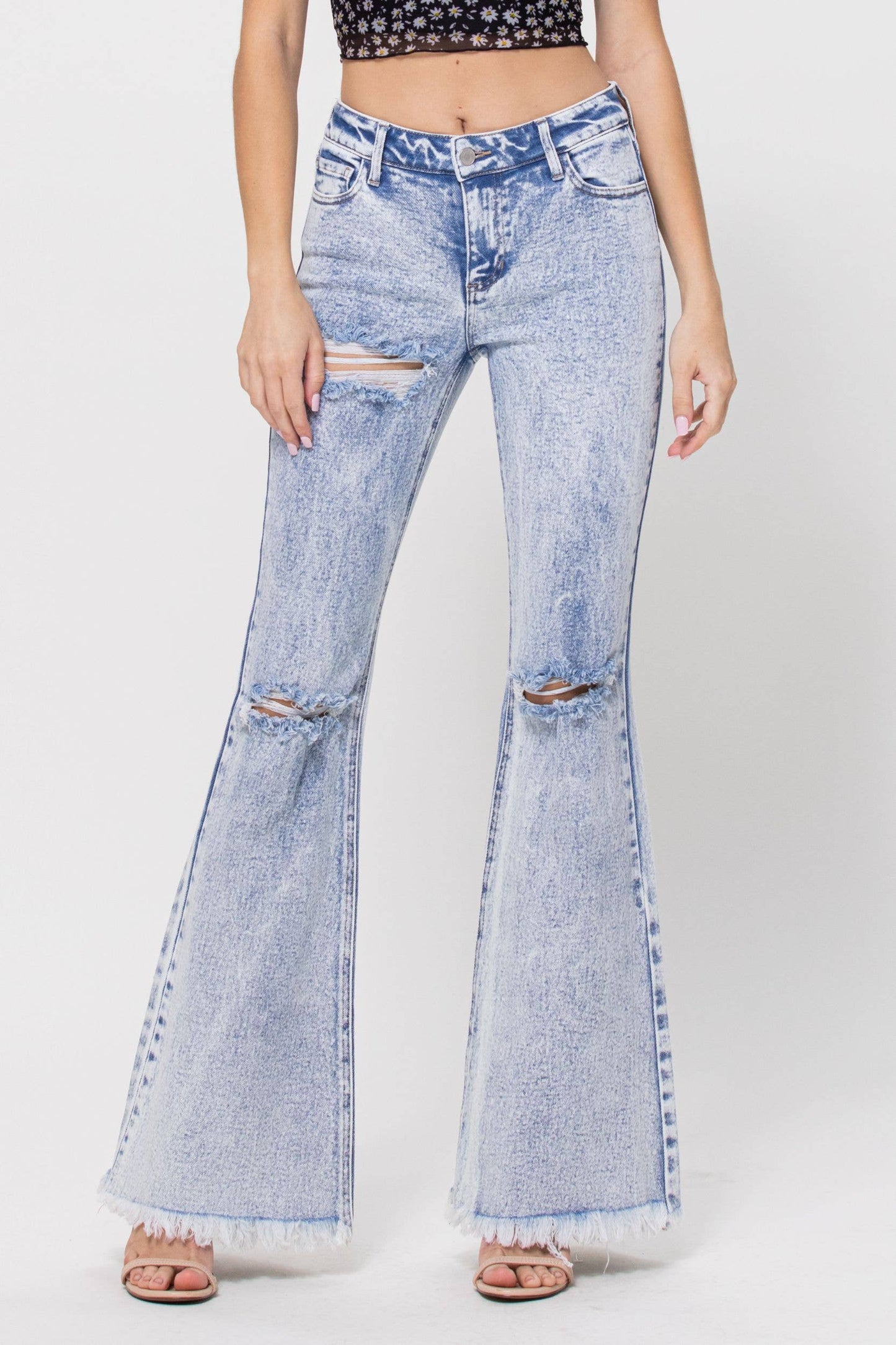 Acid Wash Flare Jeans