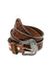 Tooled leather two tone adjustable belt