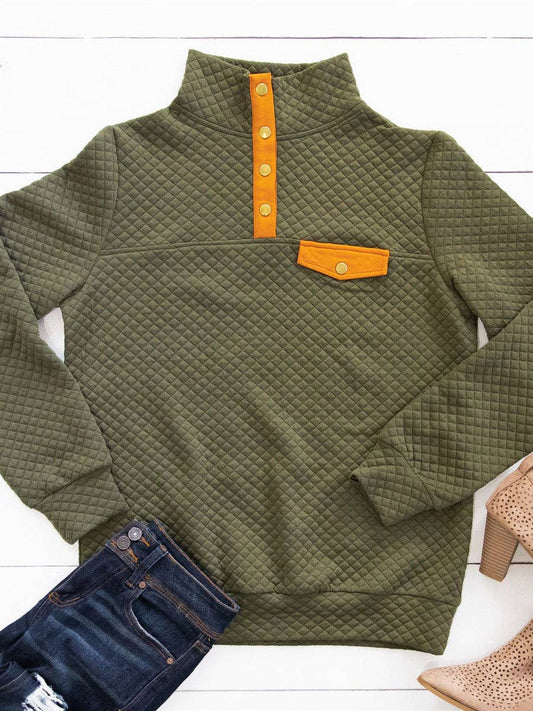 Kennedy Quilted Pullover: Large / Olive