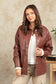 Faux Leather Oversized Casual Shacket Jacket