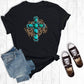 Turq Leopard Stone Cross Tee