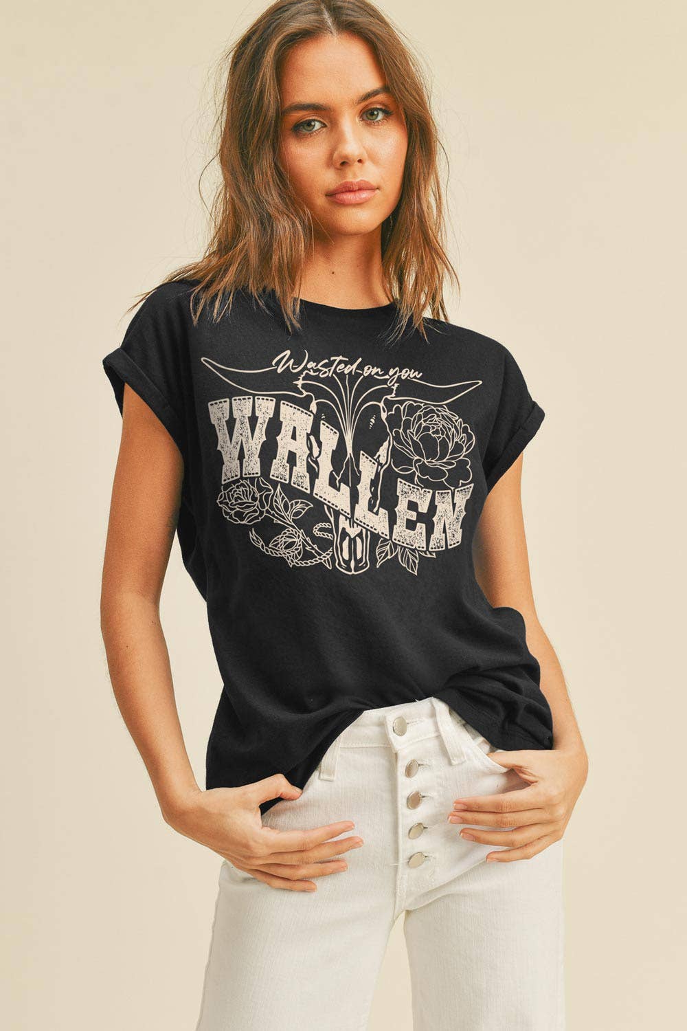 Wallen Cowboy Hat Graphic Roll up sleeve Tee