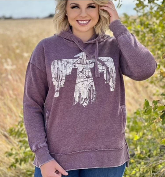 Desert Scene Thunderbird Maroon Hoodie