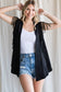 Solid Faux Suede Vest with Fringe Details